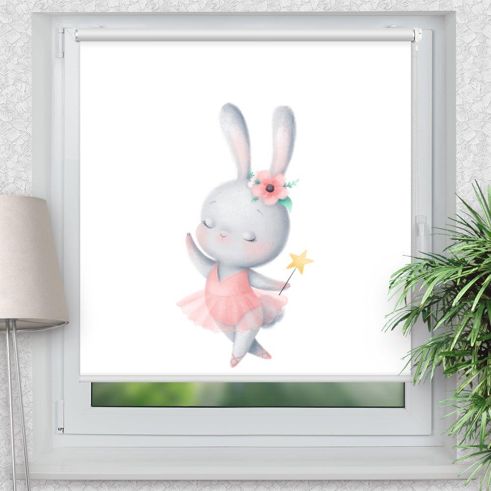 Rollo Motiv "Kaninchen Ballerina" - ohne bohren - Klemmrollo bis 150 cm Breite - Klemmfix mit Fotodruck - blickdicht - La-Melle