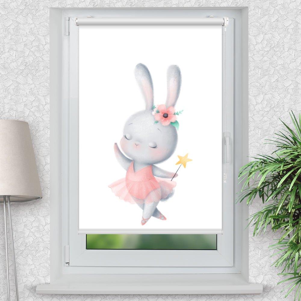 Rollo Motiv "Kaninchen Ballerina" - ohne bohren - Klemmrollo bis 150 cm Breite - Klemmfix mit Fotodruck - blickdicht - La-Melle