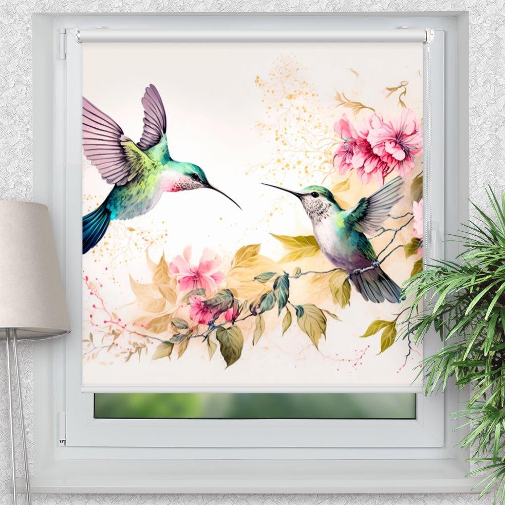 Rollo Motiv "Kolibri Blüten" - ohne bohren - Klemmrollo bis 150 cm Breite - Klemmfix mit Fotodruck - blickdicht - La-Melle