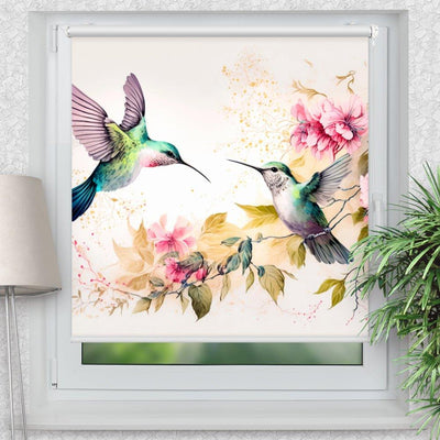 Rollo Motiv Kolibri Blüten - ohne bohren - Klemmrollo bis 150 cm Breite - Klemmfix mit Fotodruck - blickdicht - La-Melle