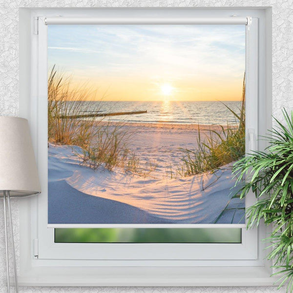 Klemmfix Rollo "Kueste Meer Sonnenuntergang" | Motiv-Klemmrollo