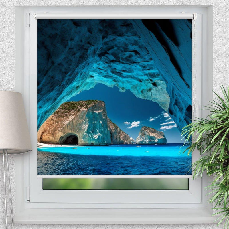 Rollo Motiv "Lagune Klippen Meer" - ohne bohren - Klemmrollo bis 150 cm Breite - Klemmfix mit Fotodruck - blickdicht - La-Melle