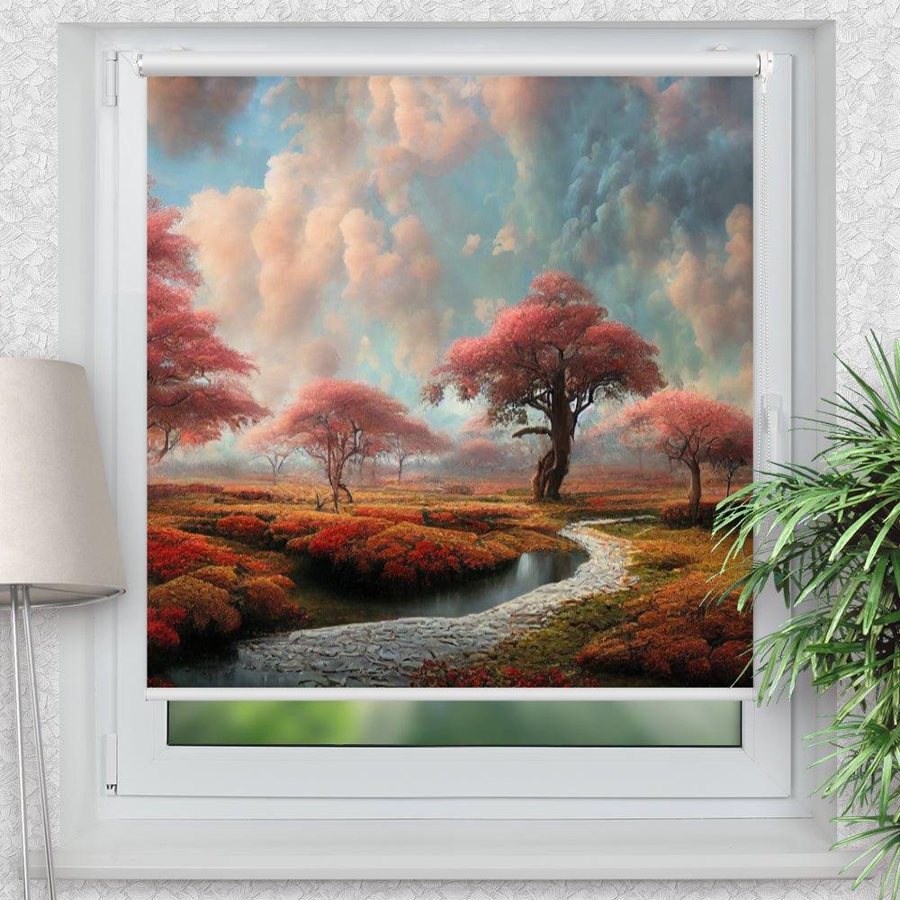 Rollo Motiv "Landschaft romantisch" - ohne bohren - Klemmrollo bis 150 cm Breite - Klemmfix mit Fotodruck - blickdicht - La-Melle