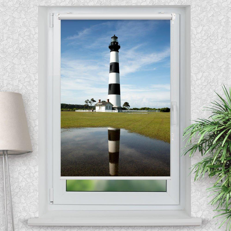 Rollo Motiv "Leuchtturm Island" - ohne bohren - Klemmrollo bis 150 cm Breite - Klemmfix mit Fotodruck - blickdicht - La-Melle