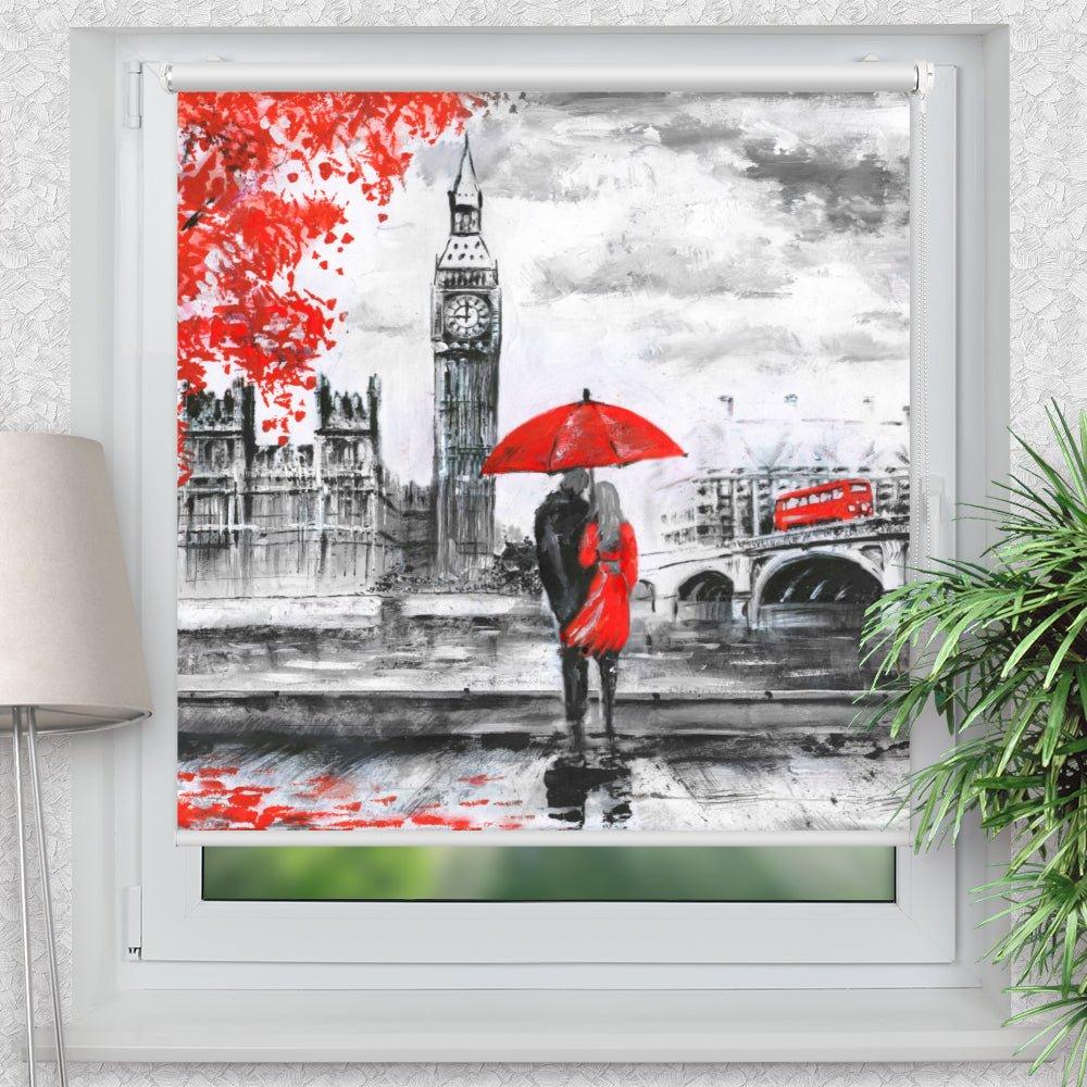 Rollo Motiv "London Gemalt" - ohne bohren - Klemmrollo bis 150 cm Breite - Klemmfix mit Fotodruck - blickdicht - La-Melle