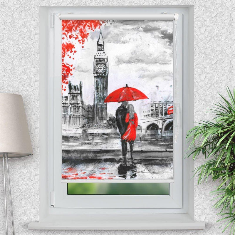 Rollo Motiv "London Gemalt" - ohne bohren - Klemmrollo bis 150 cm Breite - Klemmfix mit Fotodruck - blickdicht - La-Melle