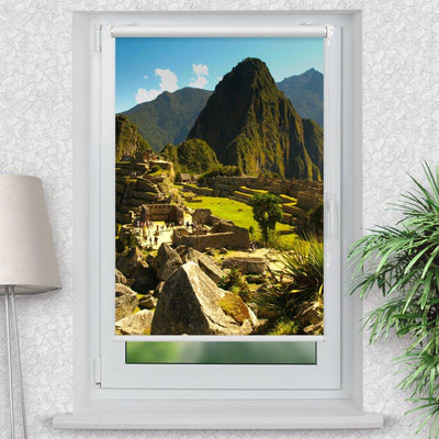 Rollo Motiv Machu Picchu - ohne bohren - Klemmrollo bis 150 cm Breite - Klemmfix mit Fotodruck - blickdicht - La-Melle