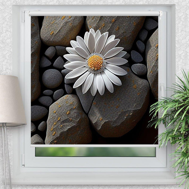 Rollo Motiv "Margariten " - ohne bohren - Klemmrollo bis 150 cm Breite - Klemmfix mit Fotodruck - blickdicht - La-Melle