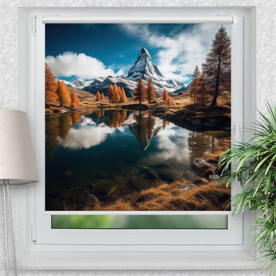 Rollo Motiv Matterhorn See Gipfel - ohne bohren - Klemmrollo bis 150 cm Breite - Klemmfix mit Fotodruck - blickdicht - La-Melle