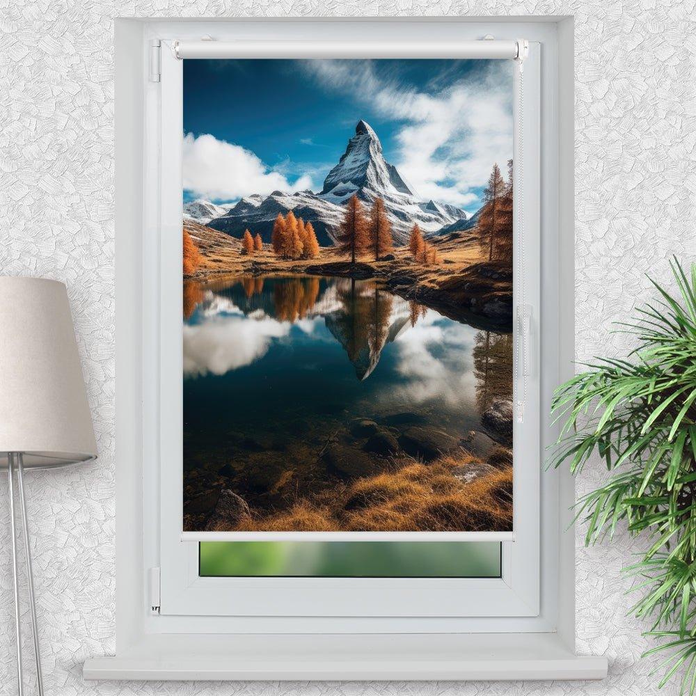 Rollo Motiv "Matterhorn See Gipfel" - ohne bohren - Klemmrollo bis 150 cm Breite - Klemmfix mit Fotodruck - blickdicht - La-Melle