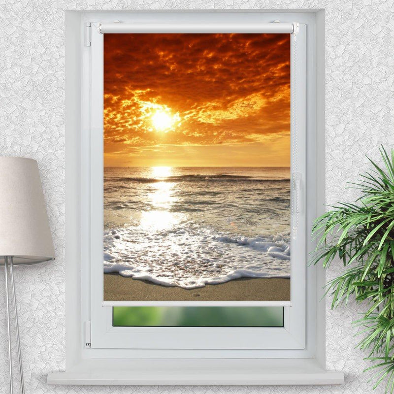 Rollo Motiv "Meer Wellen" - ohne bohren - Klemmrollo bis 150 cm Breite - Klemmfix mit Fotodruck - blickdicht - La-Melle