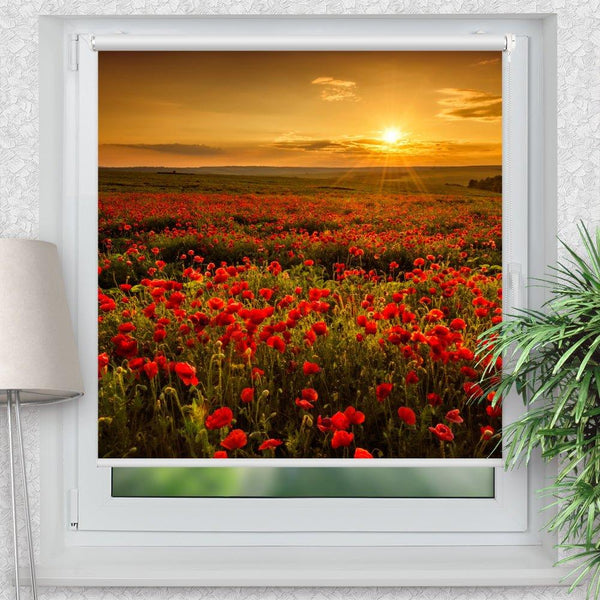 Klemmfix Rollo "Mohnfeld Sonnenuntergang" | Motiv-Klemmrollo