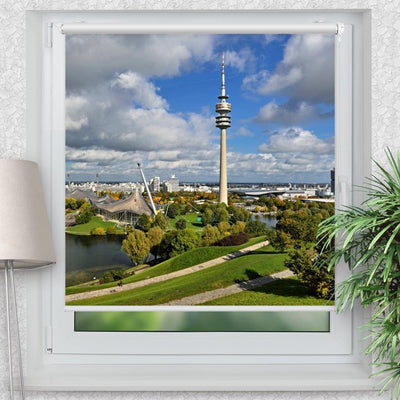 Rollo Motiv Muenchen Stadion - ohne bohren - Klemmrollo bis 150 cm Breite - Klemmfix mit Fotodruck - blickdicht - La-Melle