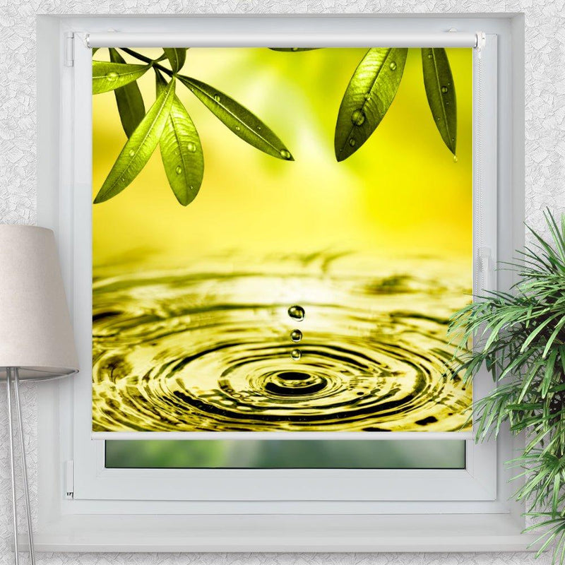 Rollo Motiv "Olivenbaum Wasser Tropfen" - ohne bohren - Klemmrollo bis 150 cm Breite - Klemmfix mit Fotodruck - blickdicht - La-Melle