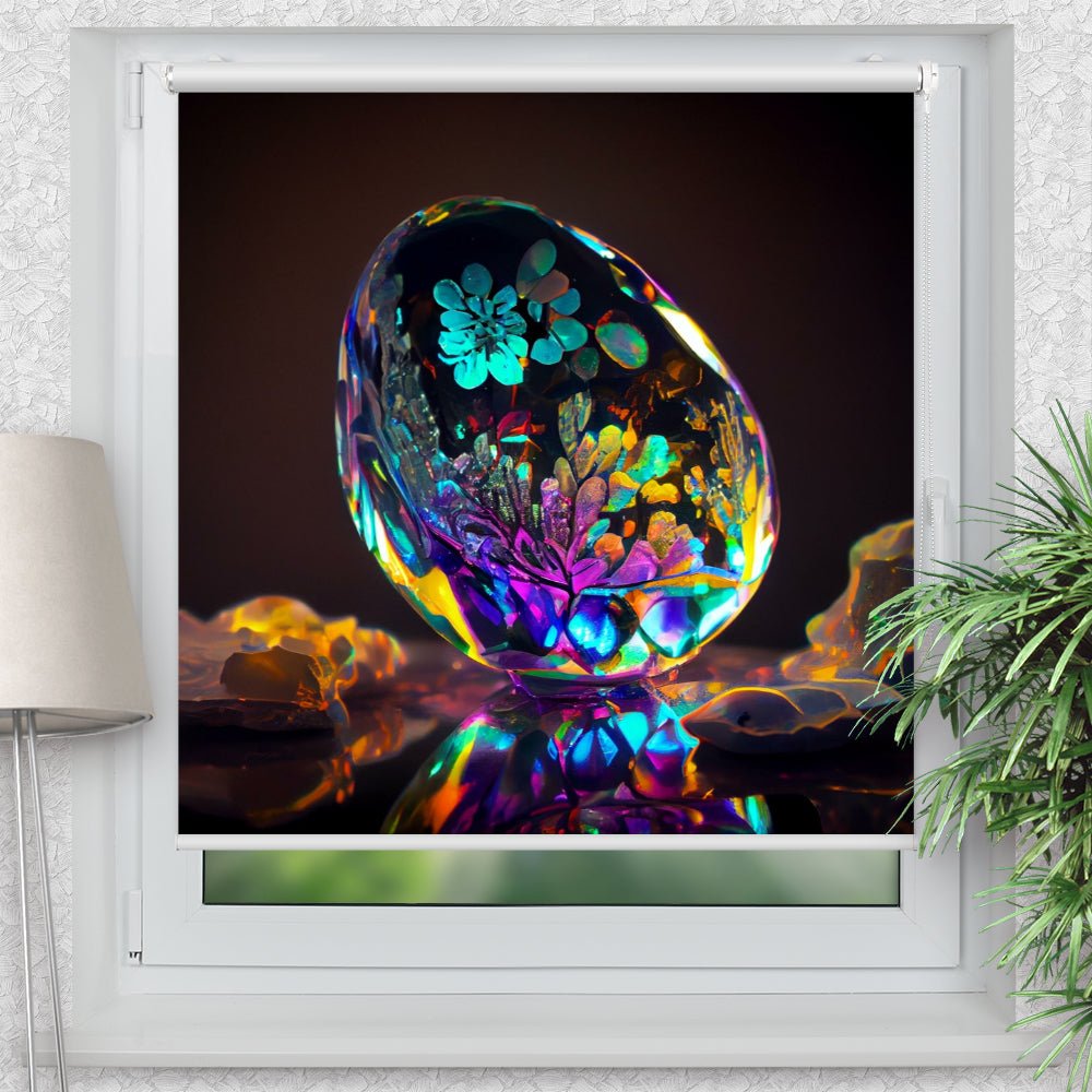 Rollo Motiv "Kristall bunt Opal" - ohne bohren - Klemmrollo bis 150 cm Breite - Klemmfix mit Fotodruck - blickdicht - La-Melle