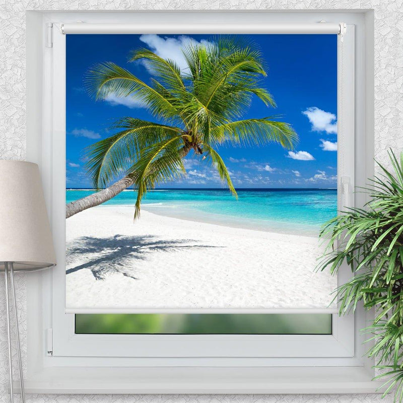Rollo Motiv "Tropen Meer Strand" - ohne bohren - Klemmrollo bis 150 cm Breite - Klemmfix mit Fotodruck - blickdicht - La-Melle