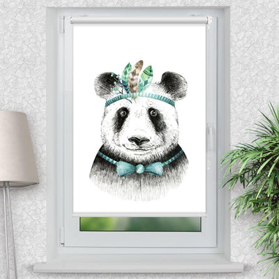 Rollo Motiv Panda comic - ohne bohren - Klemmrollo bis 150 cm Breite - Klemmfix mit Fotodruck - blickdicht - La-Melle