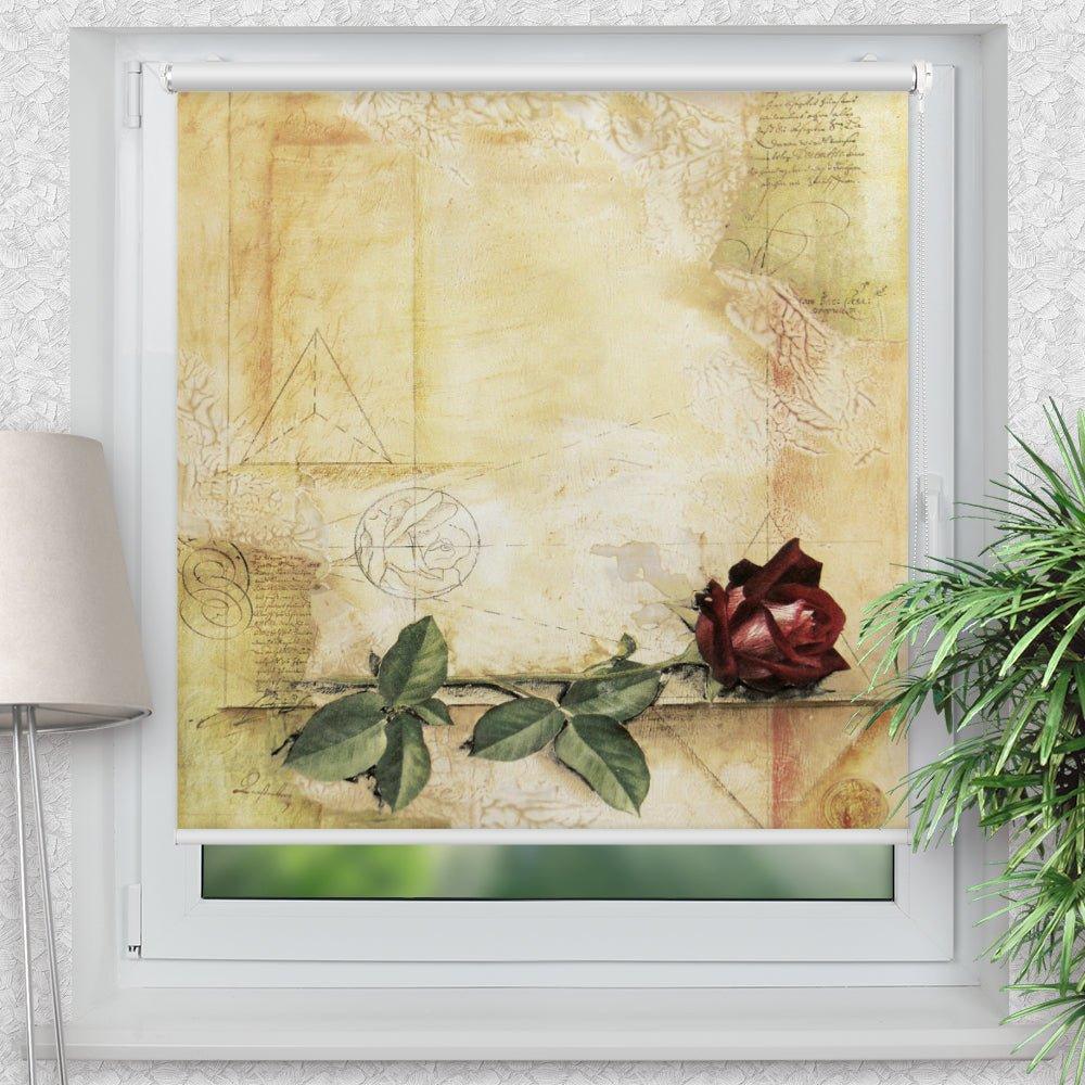 Rollo Motiv "Pergament Rose" - ohne bohren - Klemmrollo bis 150 cm Breite - Klemmfix mit Fotodruck - blickdicht - La-Melle