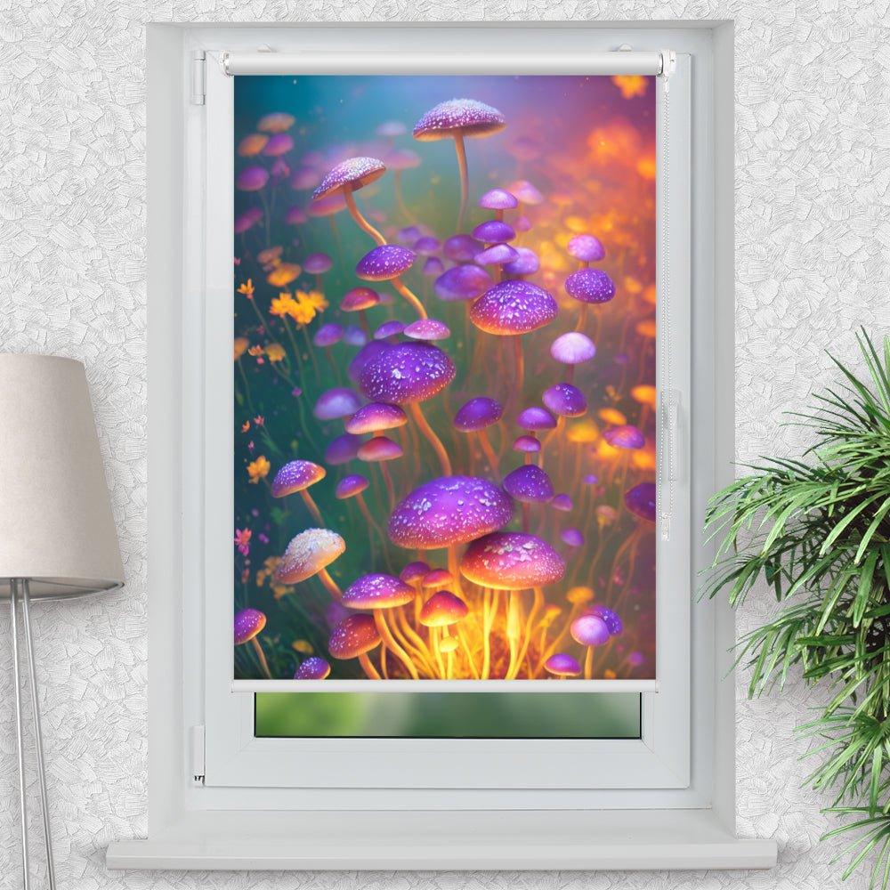 Rollo Motiv "Pilze Blumen abstrakt" - ohne bohren - Klemmrollo bis 150 cm Breite - Klemmfix mit Fotodruck - blickdicht - La-Melle