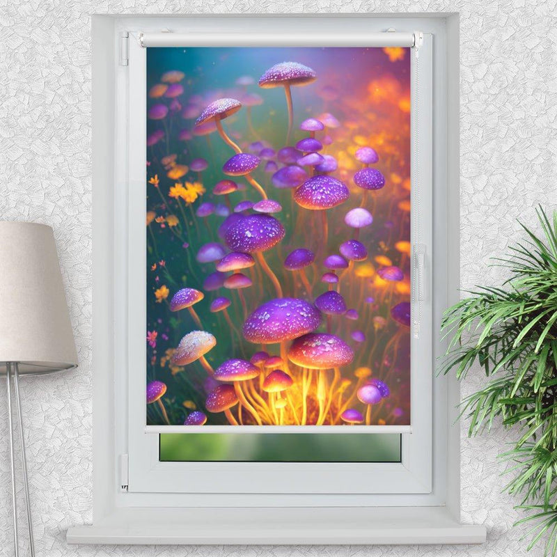 Rollo Motiv "Pilze Blumen abstrakt" - ohne bohren - Klemmrollo bis 150 cm Breite - Klemmfix mit Fotodruck - blickdicht - La-Melle