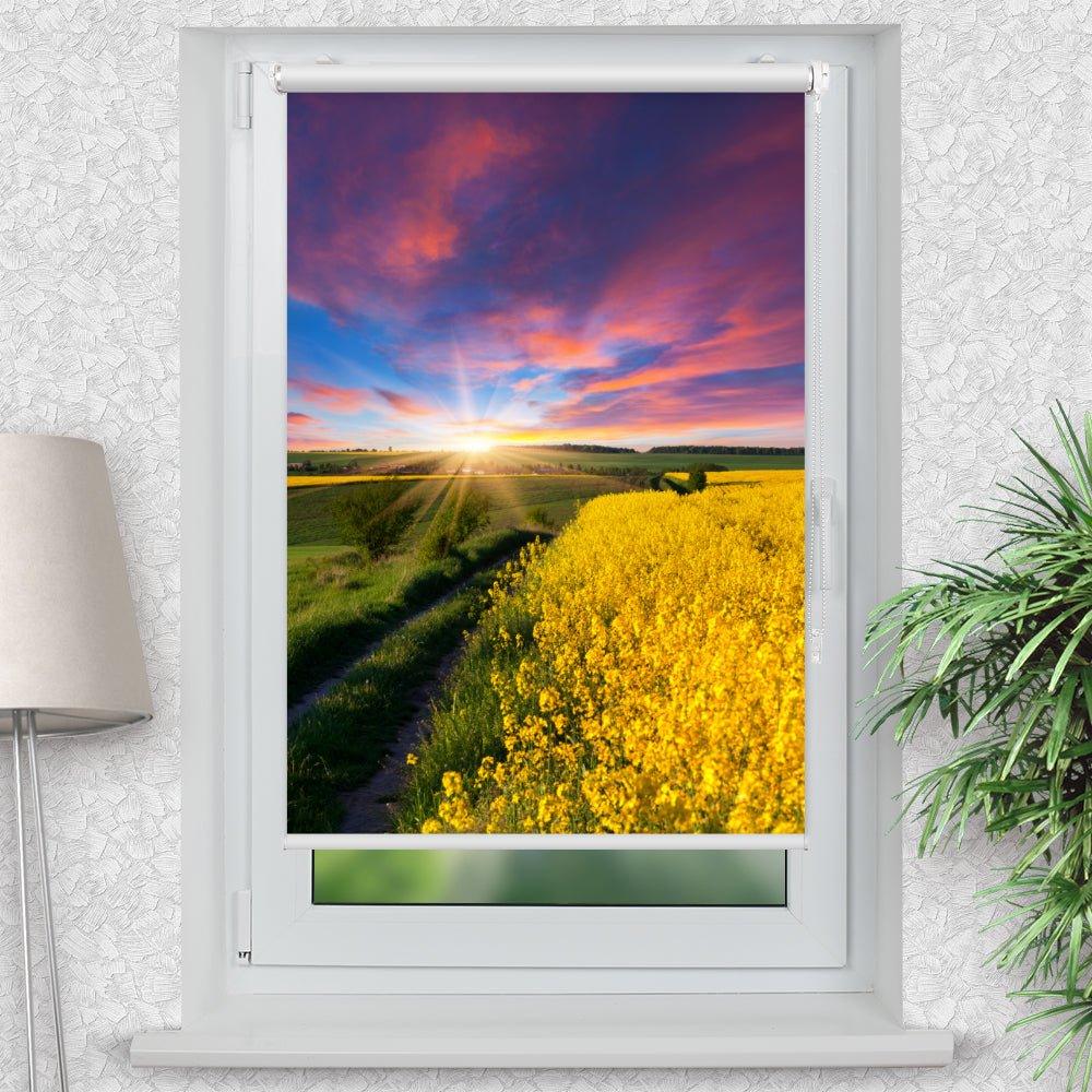 Rollo Motiv "Rapsfeld Sonnenaufgang" - ohne bohren - Klemmrollo bis 150 cm Breite - Klemmfix mit Fotodruck - blickdicht - La-Melle