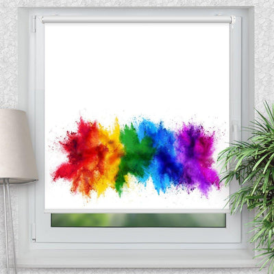 Rollo Motiv Regenbogen Farbkleckse - ohne bohren - Klemmrollo bis 150 cm Breite - Klemmfix mit Fotodruck - blickdicht - La-Melle