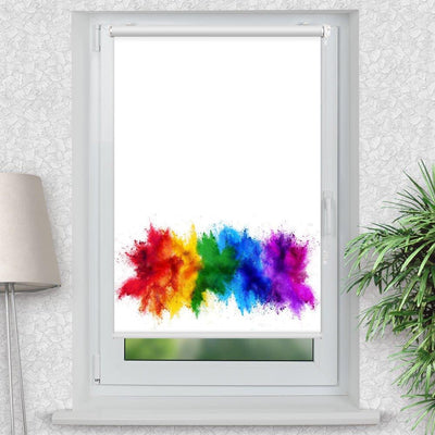 Rollo Motiv Regenbogen Farbkleckse - ohne bohren - Klemmrollo bis 150 cm Breite - Klemmfix mit Fotodruck - blickdicht - La-Melle