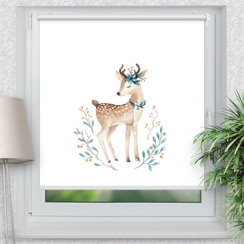Rollo Motiv "Reh Kindermotiv" - ohne bohren - Klemmrollo bis 150 cm Breite - Klemmfix mit Fotodruck - blickdicht - La-Melle