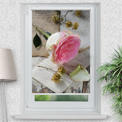 Rollo Motiv Brief vintage - ohne bohren - Klemmrollo bis 150 cm Breite - Klemmfix mit Fotodruck - blickdicht - La-Melle