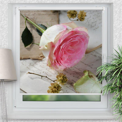 Rollo Motiv Brief vintage - ohne bohren - Klemmrollo bis 150 cm Breite - Klemmfix mit Fotodruck - blickdicht - La-Melle