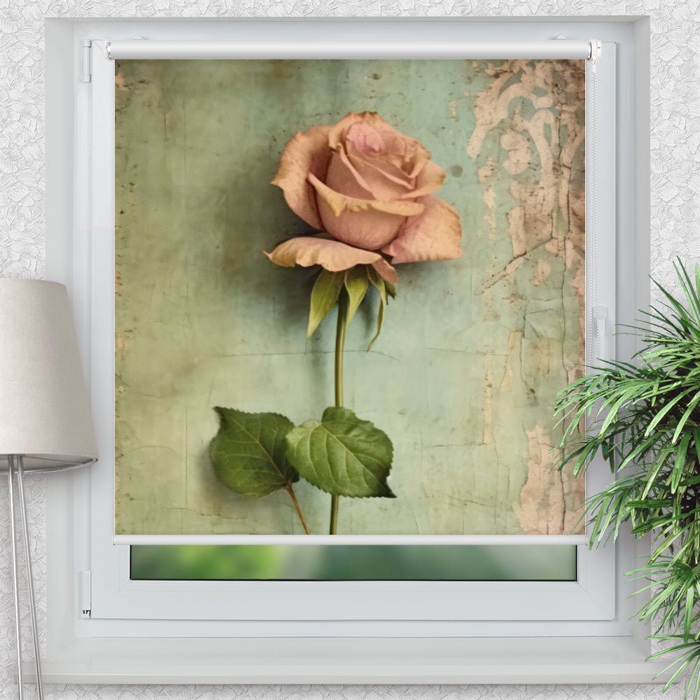Rollo Motiv "Rose altes Papier" - ohne bohren - Klemmrollo bis 150 cm Breite - Klemmfix mit Fotodruck - blickdicht - La-Melle