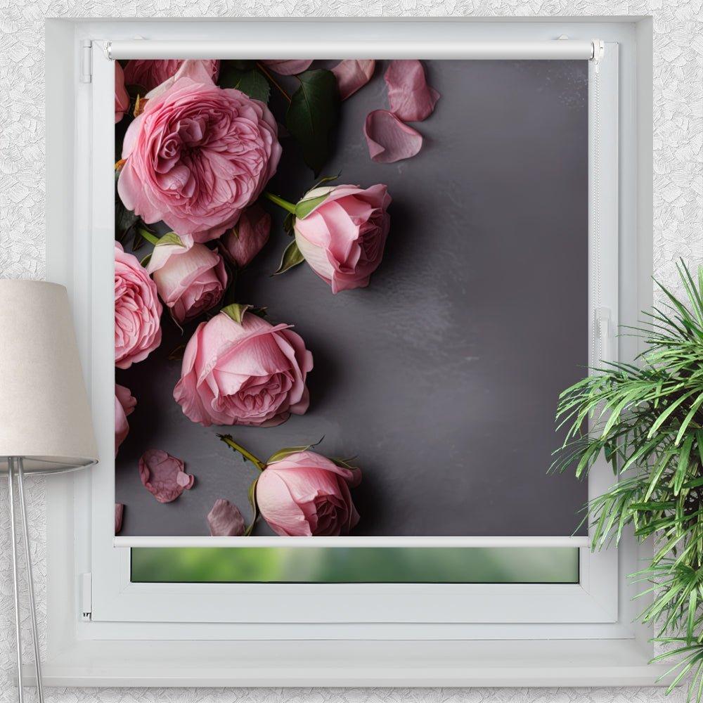 Rollo Motiv "Rose pink shabby" - ohne bohren - Klemmrollo bis 150 cm Breite - Klemmfix mit Fotodruck - blickdicht - La-Melle