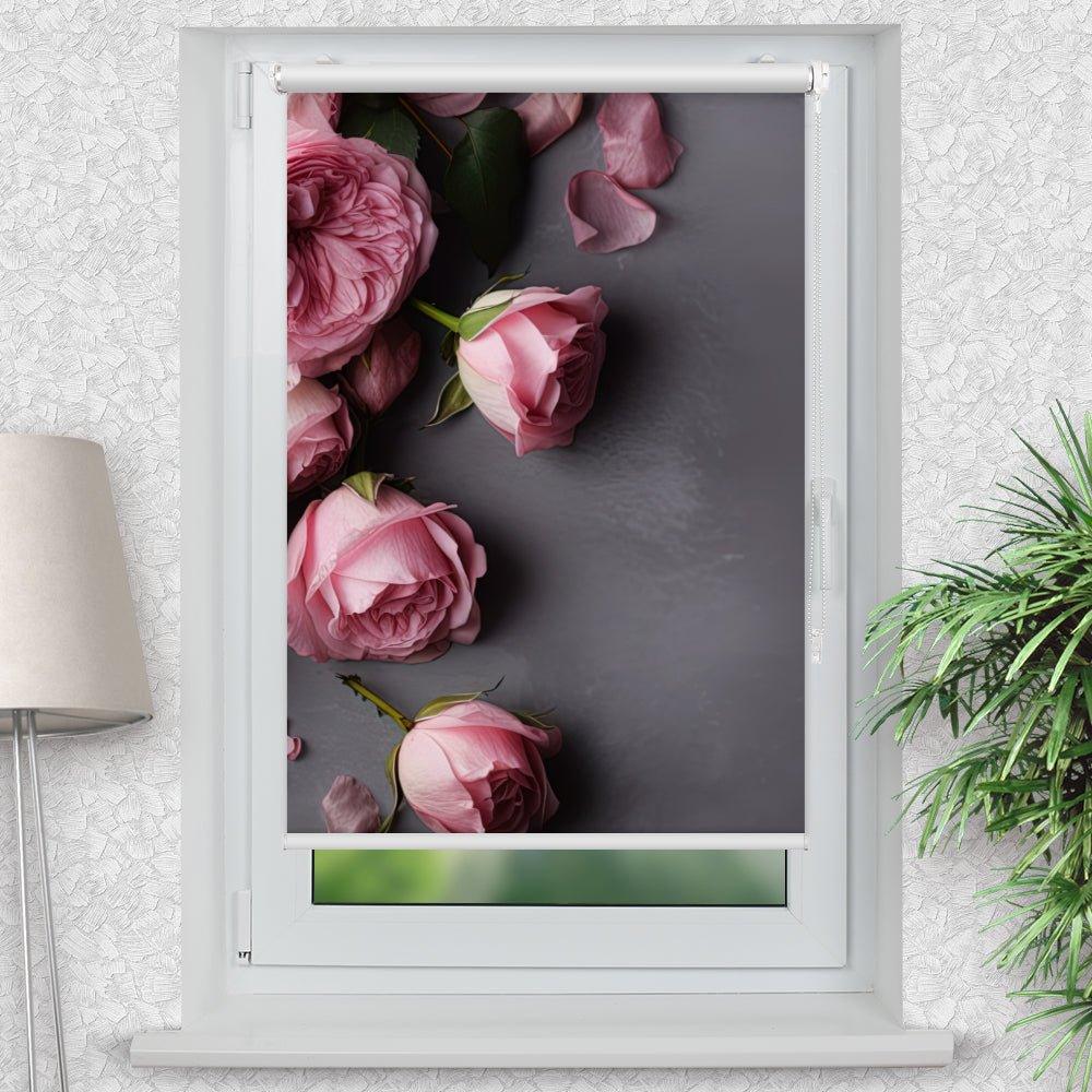 Rollo Motiv "Rose pink shabby" - ohne bohren - Klemmrollo bis 150 cm Breite - Klemmfix mit Fotodruck - blickdicht - La-Melle