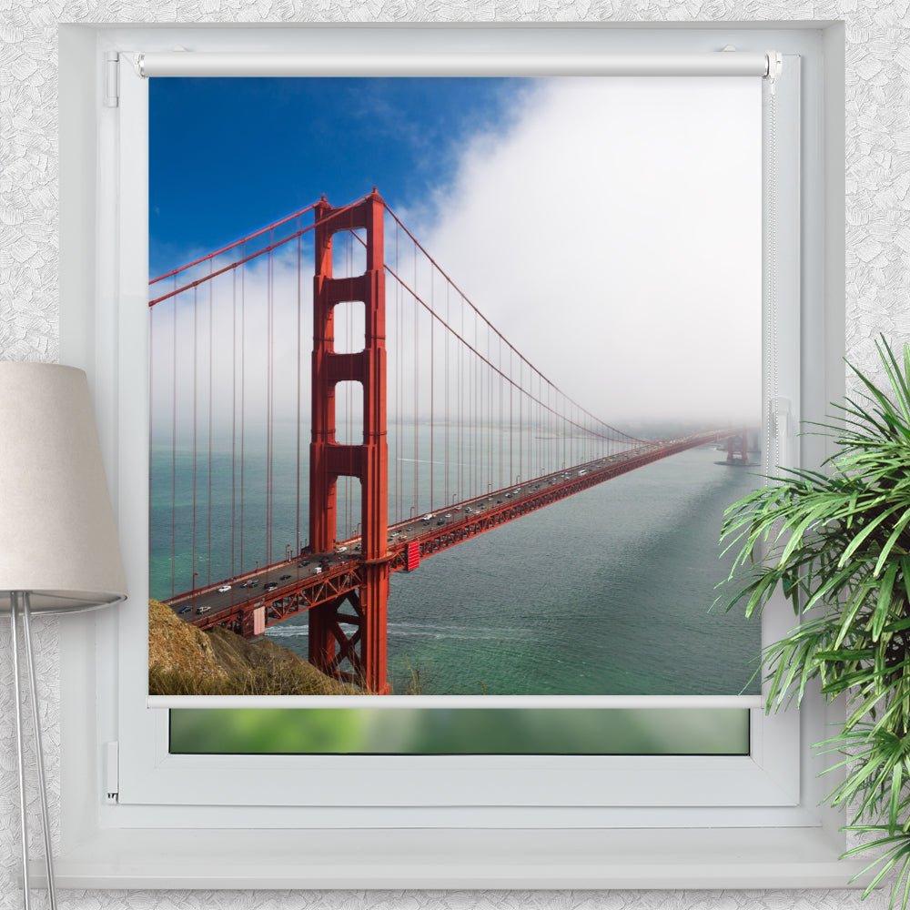 Rollo Motiv "Golden Gate Bridge" - ohne bohren - Klemmrollo bis 150 cm Breite - Klemmfix mit Fotodruck - blickdicht - La-Melle