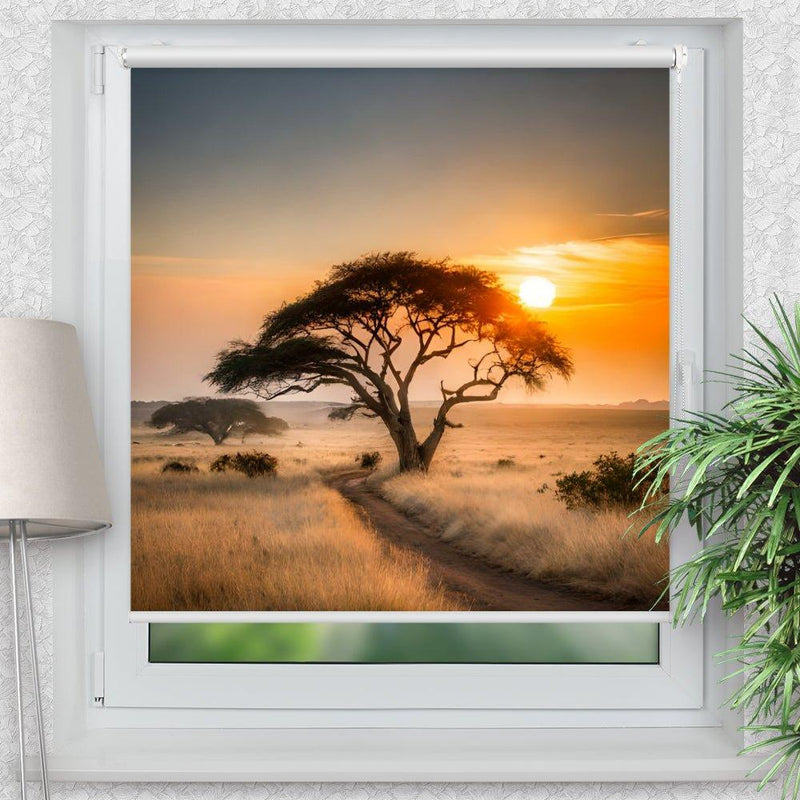 Rollo Motiv "Afrika Savanne Wüste" - ohne bohren - Klemmrollo bis 150 cm Breite - Klemmfix mit Fotodruck - blickdicht - La-Melle