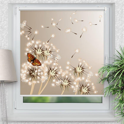 Rollo Motiv Schmetterling Pusteblume - ohne bohren - Klemmrollo bis 150 cm Breite - Klemmfix mit Fotodruck - blickdicht - La-Melle