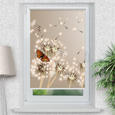 Rollo Motiv Schmetterling Pusteblume - ohne bohren - Klemmrollo bis 150 cm Breite - Klemmfix mit Fotodruck - blickdicht - La-Melle