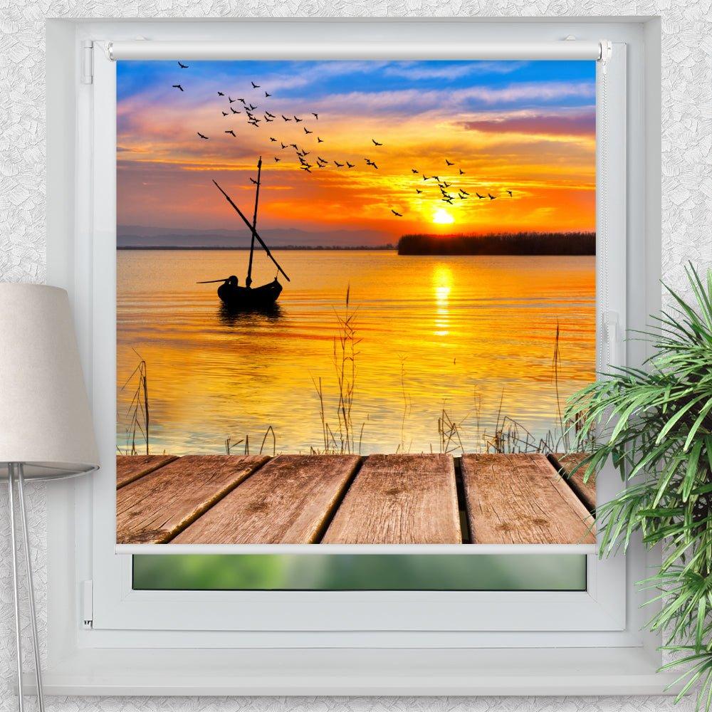 Rollo Motiv "Segelboot Sonnenuntergang" - ohne bohren - Klemmrollo bis 150 cm Breite - Klemmfix mit Fotodruck - blickdicht - La-Melle