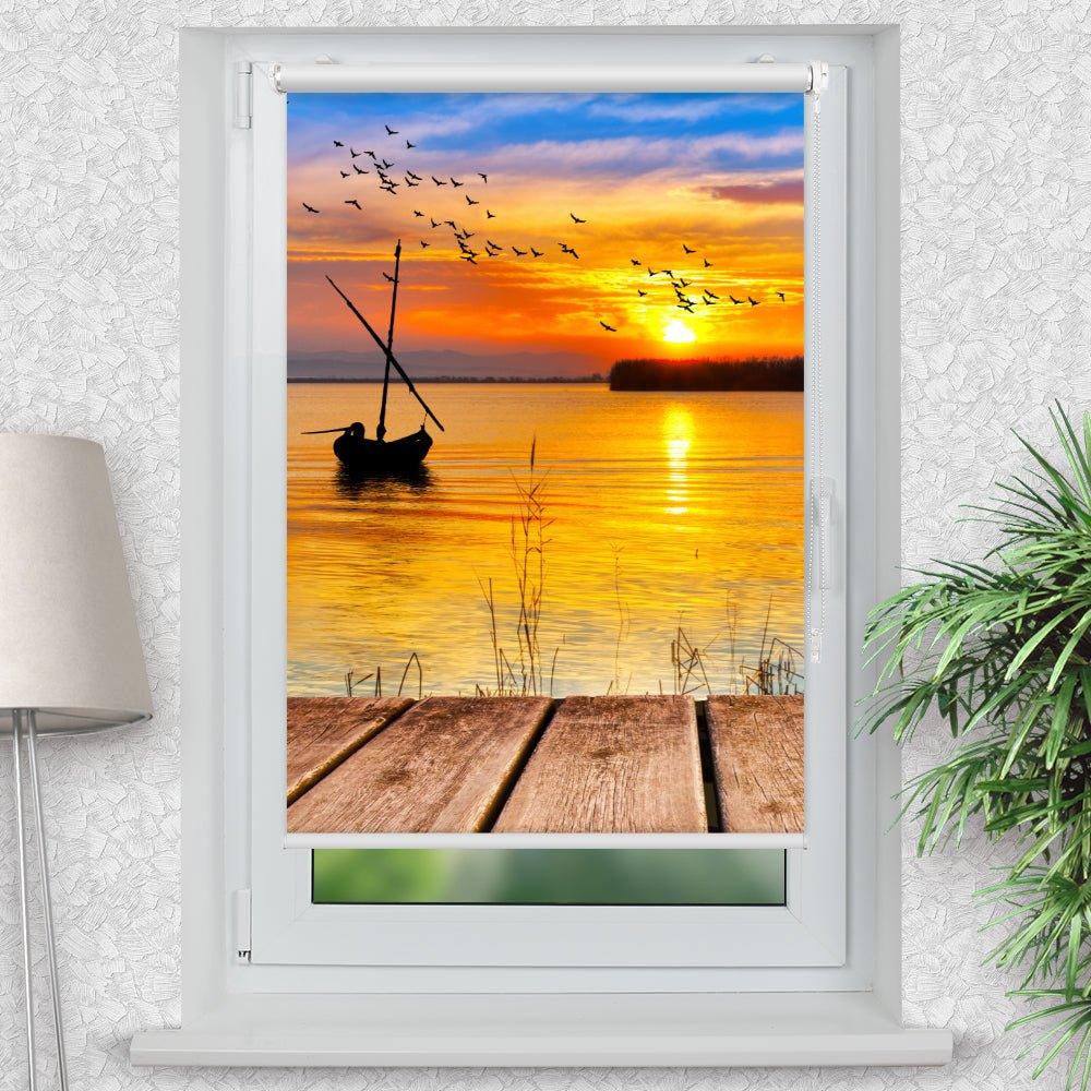 Rollo Motiv "Segelboot Sonnenuntergang" - ohne bohren - Klemmrollo bis 150 cm Breite - Klemmfix mit Fotodruck - blickdicht - La-Melle