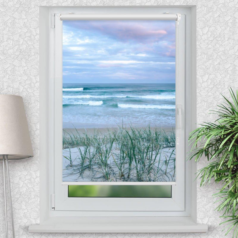 Rollo Motiv "Küste Seegras " - ohne bohren - Klemmrollo bis 150 cm Breite - Klemmfix mit Fotodruck - blickdicht - La-Melle