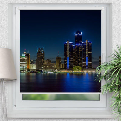 Rollo Motiv Skyline Nacht - ohne bohren - Klemmrollo bis 150 cm Breite - Klemmfix mit Fotodruck - blickdicht - La-Melle