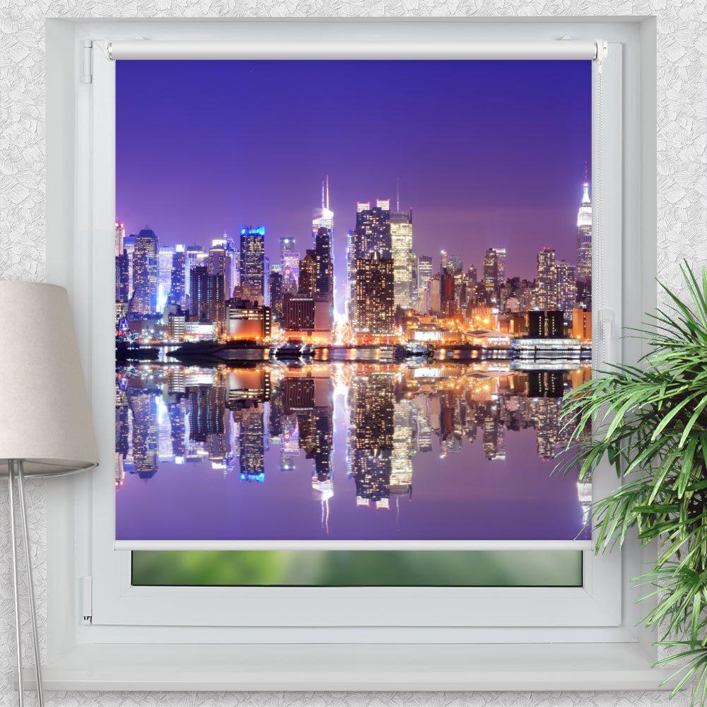 Rollo Motiv "Skyline Nacht" - ohne bohren - Klemmrollo bis 150 cm Breite - Klemmfix mit Fotodruck - blickdicht - La-Melle