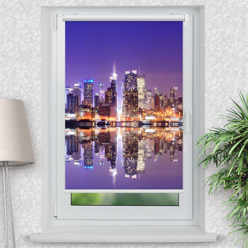 Rollo Motiv "Skyline Nacht" - ohne bohren - Klemmrollo bis 150 cm Breite - Klemmfix mit Fotodruck - blickdicht - La-Melle