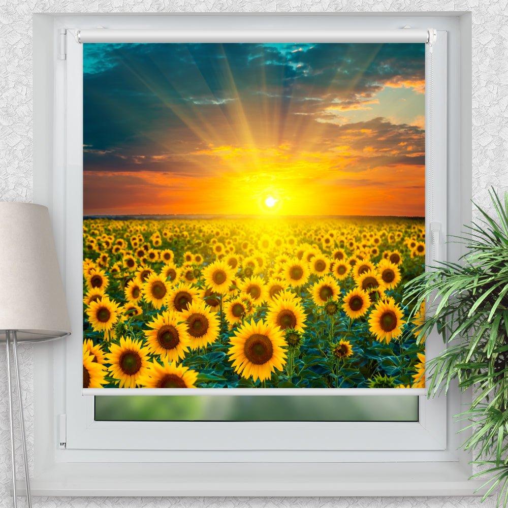 Rollo Motiv "Sonnenblumen Feld" - ohne bohren - Klemmrollo bis 150 cm Breite - Klemmfix mit Fotodruck - blickdicht - La-Melle