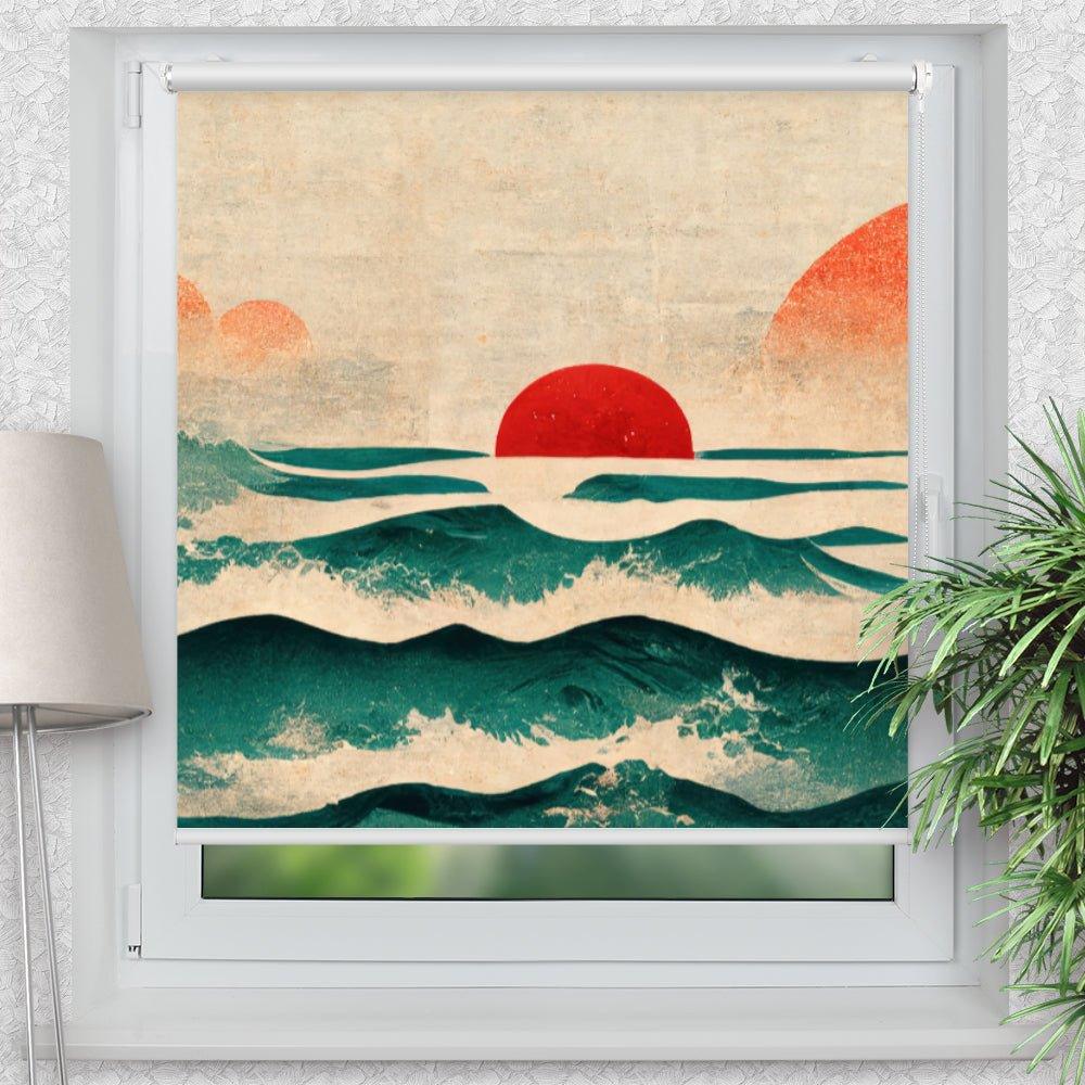 Rollo Motiv "Asiatisch Sonnenuntergang Meer" - ohne bohren - Klemmrollo bis 150 cm Breite - Klemmfix mit Fotodruck - blickdicht - La-Melle