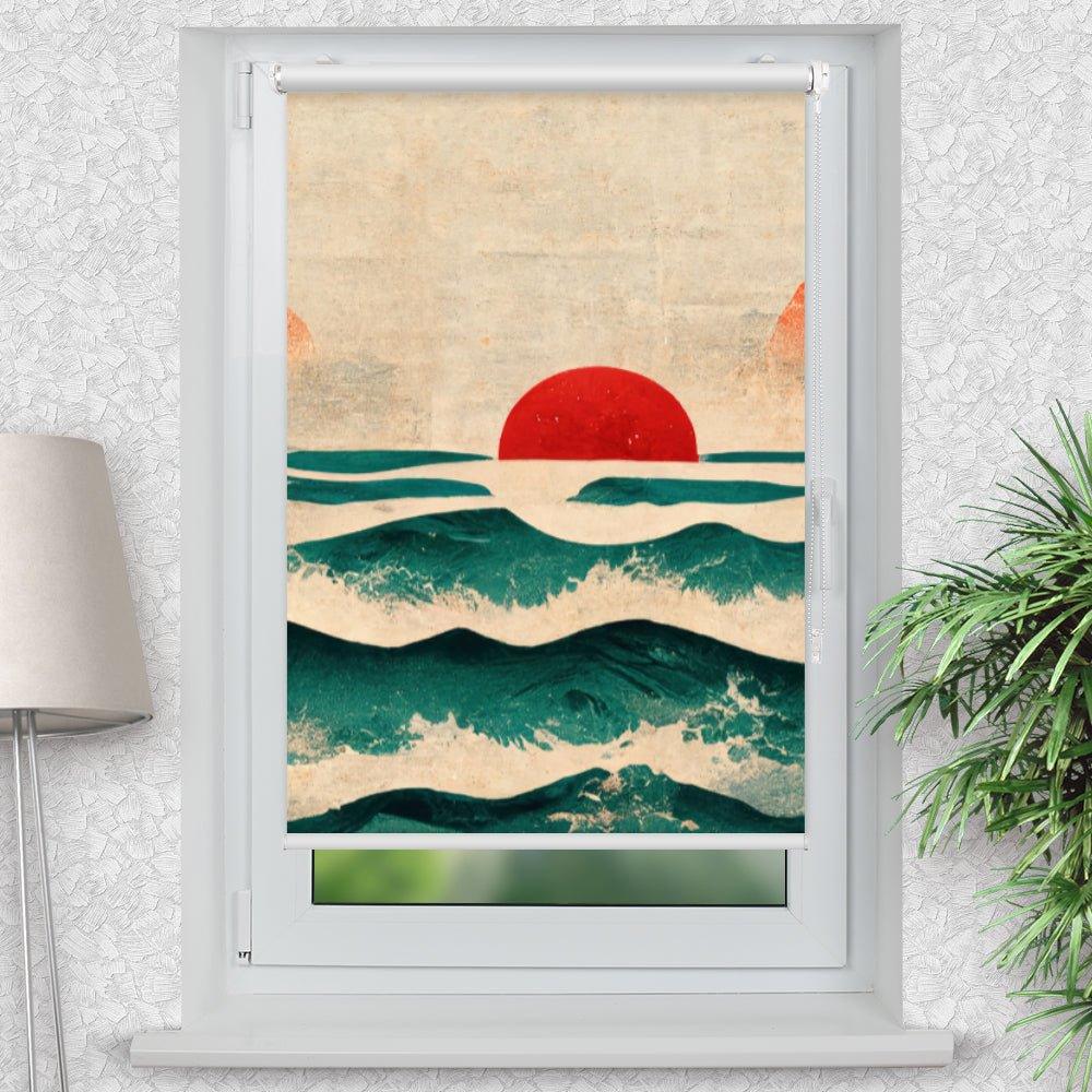 Rollo Motiv "Asiatisch Sonnenuntergang Meer" - ohne bohren - Klemmrollo bis 150 cm Breite - Klemmfix mit Fotodruck - blickdicht - La-Melle