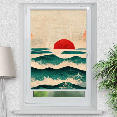 Rollo Motiv Asiatisch Sonnenuntergang Meer - ohne bohren - Klemmrollo bis 150 cm Breite - Klemmfix mit Fotodruck - blickdicht - La-Melle