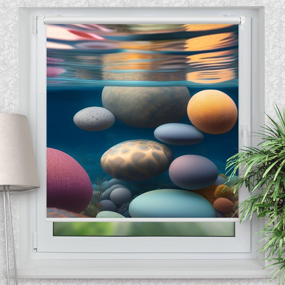 Rollo Motiv "Steine Fluss abstrakt" - ohne bohren - Klemmrollo bis 150 cm Breite - Klemmfix mit Fotodruck - blickdicht - La-Melle