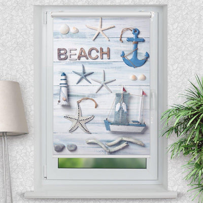 Rollo Motiv Deko maritim - ohne bohren - Klemmrollo bis 150 cm Breite - Klemmfix mit Fotodruck - blickdicht - La-Melle