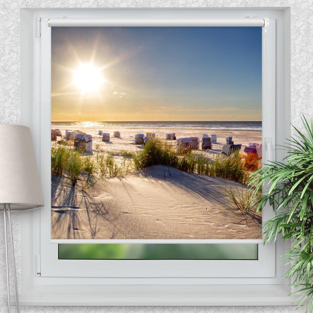 Rollo Motiv "Strandkorb Nordsee" - ohne bohren - Klemmrollo bis 150 cm Breite - Klemmfix mit Fotodruck - blickdicht - La-Melle